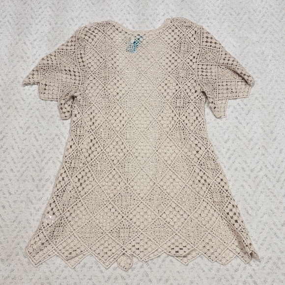 Maurices Crochet Open Front Cardigan Cover Up NEW Women Medium Creamy Beige Gift - Picture 3 of 15